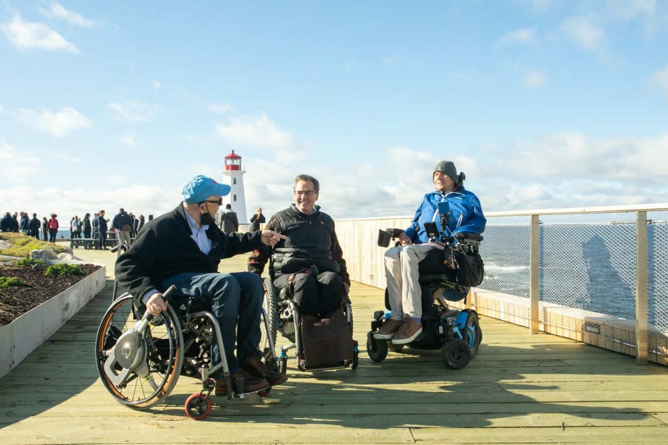 Gathering on the Peggys Cove Visitor Boardwalk